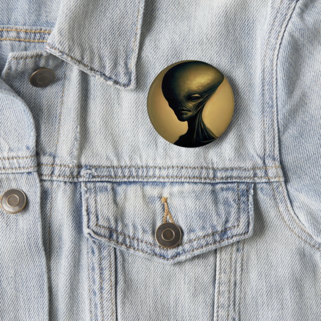 Hand Drawn Alien Portrait  Button (In Situ)