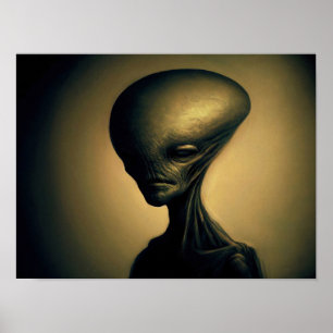 Hand Drawn Alien Portrait  Poster