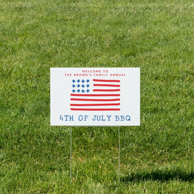 Hand Drawn American Flag | 4th of July BBQ Sign (Insitu)