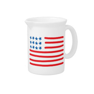 Hand Drawn American Flag 4th of July / Labor Day Beverage Pitcher