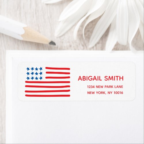 Hand Drawn American Flag Label