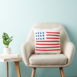 Hand Drawn American Flag | Patriotic Throw Pillow