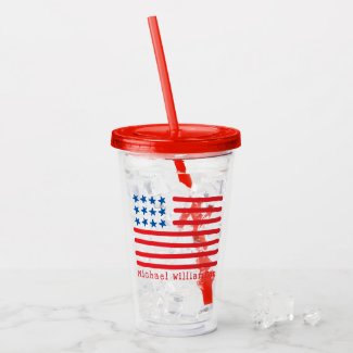Hand Drawn American Flag | Personalized Patriotic Acrylic Tumbler