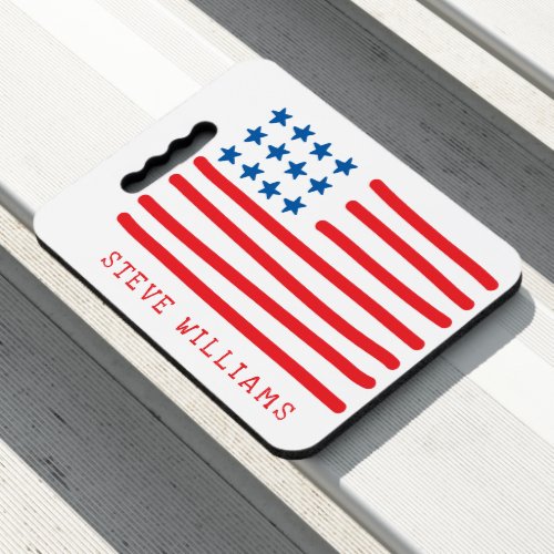 Hand Drawn American Flag  Personalized Patriotic Seat Cushion