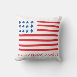 Hand Drawn American Flag | Personalized Patriotic Throw Pillow