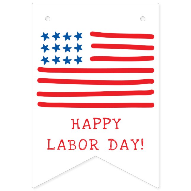 Hand Drawn American Flag & Stars - Labor Day (Second Flag)