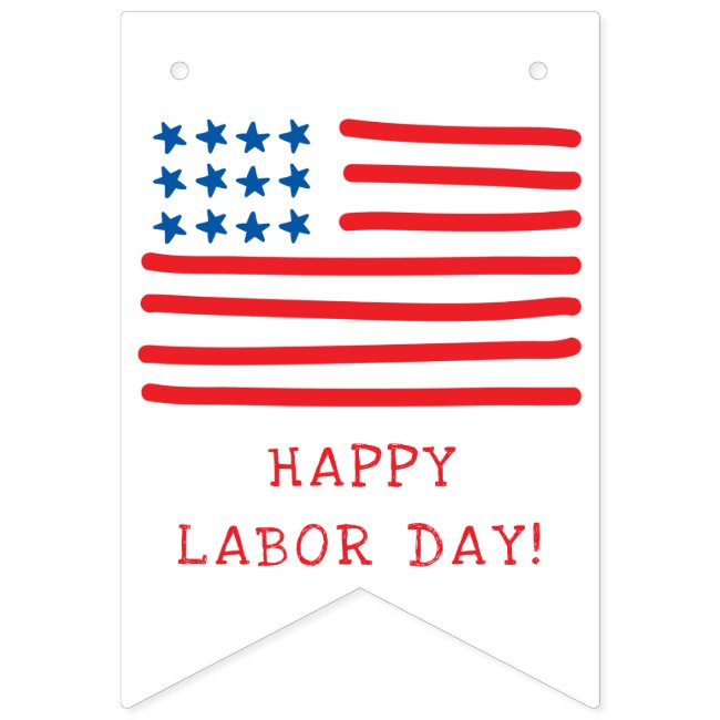 Hand Drawn American Flag & Stars - Labor Day