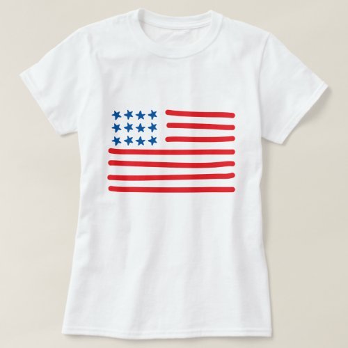 Hand Drawn American Flag T_Shirt