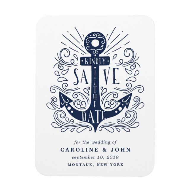 Hand Drawn Anchor Save the Date Magnet (Vertical)