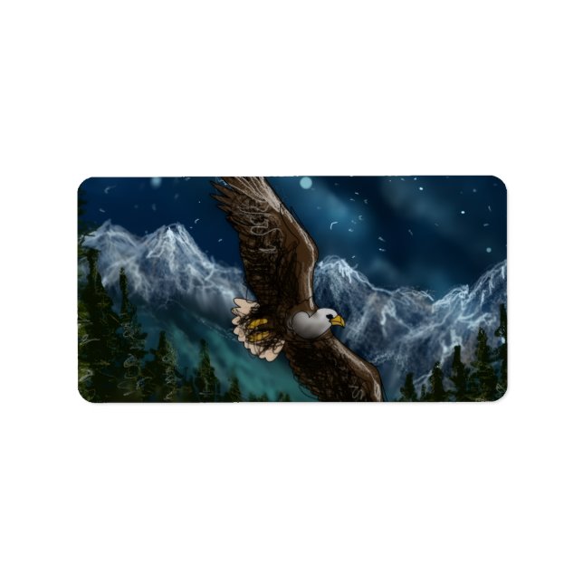 hand drawn and painted eagle in sky label (Front)
