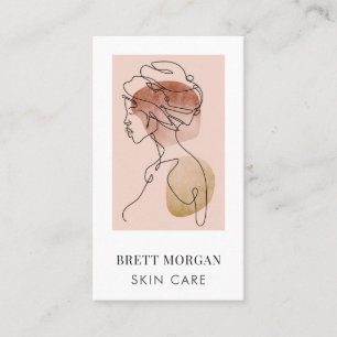 Hand Drawn And Watercolor Woman's Face Skincare Business Card