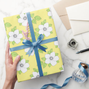 Hand Drawn Anemone Flower Pattern Wrapping Paper