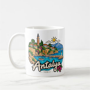Hand Drawn Antalya Turkey Travel Art Landmark Coffee Mug