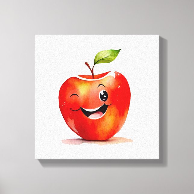 Hand-Drawn apple Emoji -Stretched Canvas Print (Front)