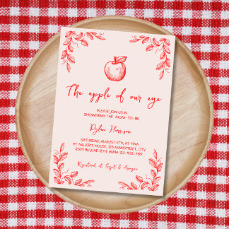 Hand Drawn Apple Of Our Eye Fall Baby Shower Invitation