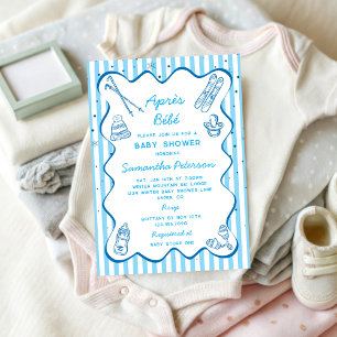 Hand Drawn Apres Bebe Apres Ski Boy Baby Shower Invitation