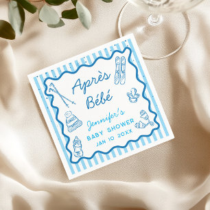 Hand Drawn Apres Bebe Apres Ski Boy Baby Shower Napkins