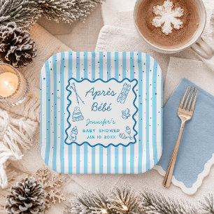 Hand Drawn Apres Ski Personalized Baby Shower Paper Plates