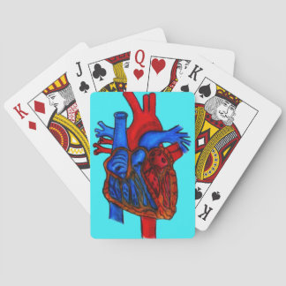 Hand Drawn Aqua Anatomical Heart Poker Cards