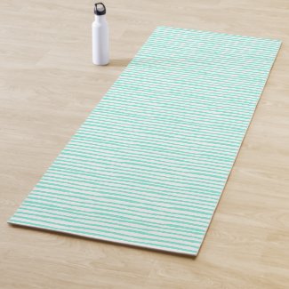 Hand Drawn Aqua Stripes Yoga Mat