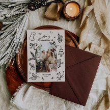 Hand Drawn Arch Photo Christmas Card