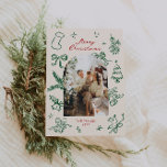 Hand Drawn Arch Photo Christmas Card<br><div class="desc">This hand drawn Christmas card template featuring cute hand drawn elements and a retro themed font pairing. Edit all wording and colors to make this holiday card fit your own personal style.</div>