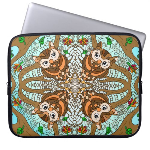 Hand Drawn Art Owl Mandala  Laptop Sleeve