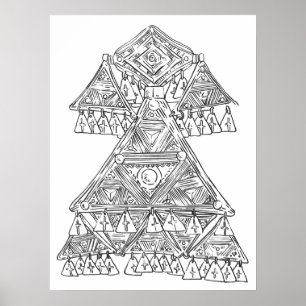 Hand drawn art poster tribal jewellery