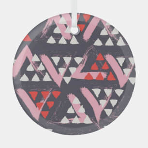 Hand-Drawn Artistic Pattern Display Glass Ornament