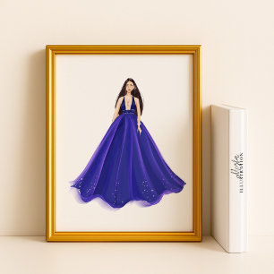 Hand drawn, artwork, fashion illustration poster