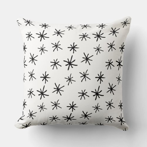 Hand Drawn Asterisk Star Print Throw Pillow
