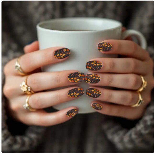 Hand-Drawn Autumn Leaves Minx Nail Art (Creator Uploaded)