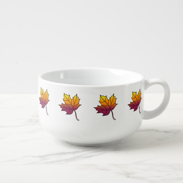 Hand drawn Autumn Leaves Soup Mug (Left)