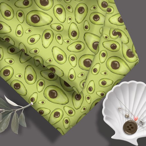 Hand Drawn Avocado Pattern  ID376 Fabric