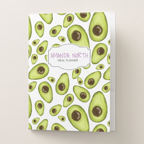 Hand Drawn Avocado Pattern  ID376 Pocket Folder