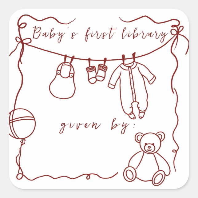 Hand drawn baby clothes - bookplates (Front)