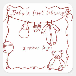 Hand drawn baby clothes - bookplates