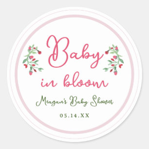 Hand Drawn Baby In Bloom Girl Baby Shower Classic Round Sticker