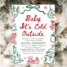 Hand Drawn Baby It's Cold Outside Baby Shower