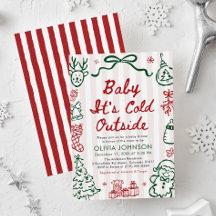 Hand Drawn Baby It's Cold Outside Baby Shower