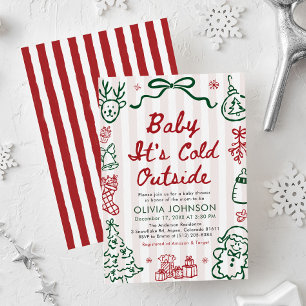 Hand Drawn Baby It's Cold Outside Baby Shower Invitation