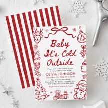 Hand Drawn Baby It's Cold Outside Baby Shower