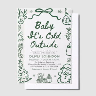 Hand Drawn Baby It's Cold Outside Baby Shower Vellum Invitations