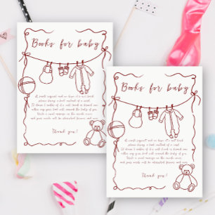 Hand drawn baby shower - books for baby ticket enclosure card