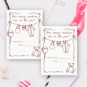 Hand Drawn baby shower - Guess how many candies Enclosure Card