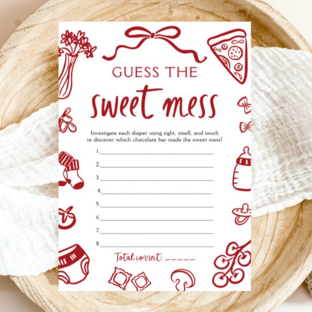 Hand Drawn Baby Shower Guess The Sweet Mess Game Invitation (Hand Drawn Baby Shower Guess The Sweet Mess Game)