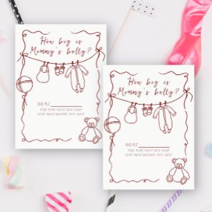Hand Drawn baby shower - How big is mommy's belly Enclosure Card