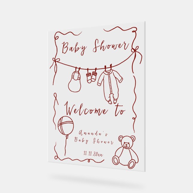 Hand drawn Baby shower - Welcome baby shower Acrylic Sign (Angle)