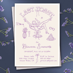 Hand drawn Bachelorette Last Toast Party Invitation