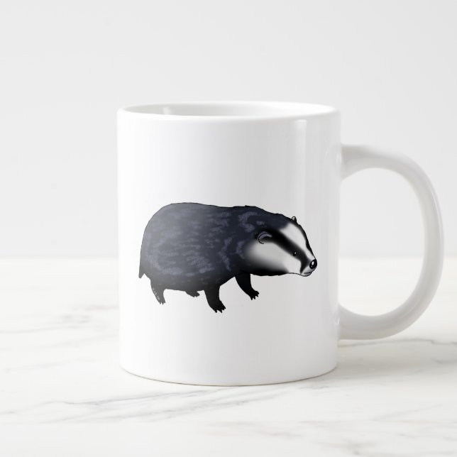 Hand Drawn Badger Illustration Design Giant Coffee Mug (Right)